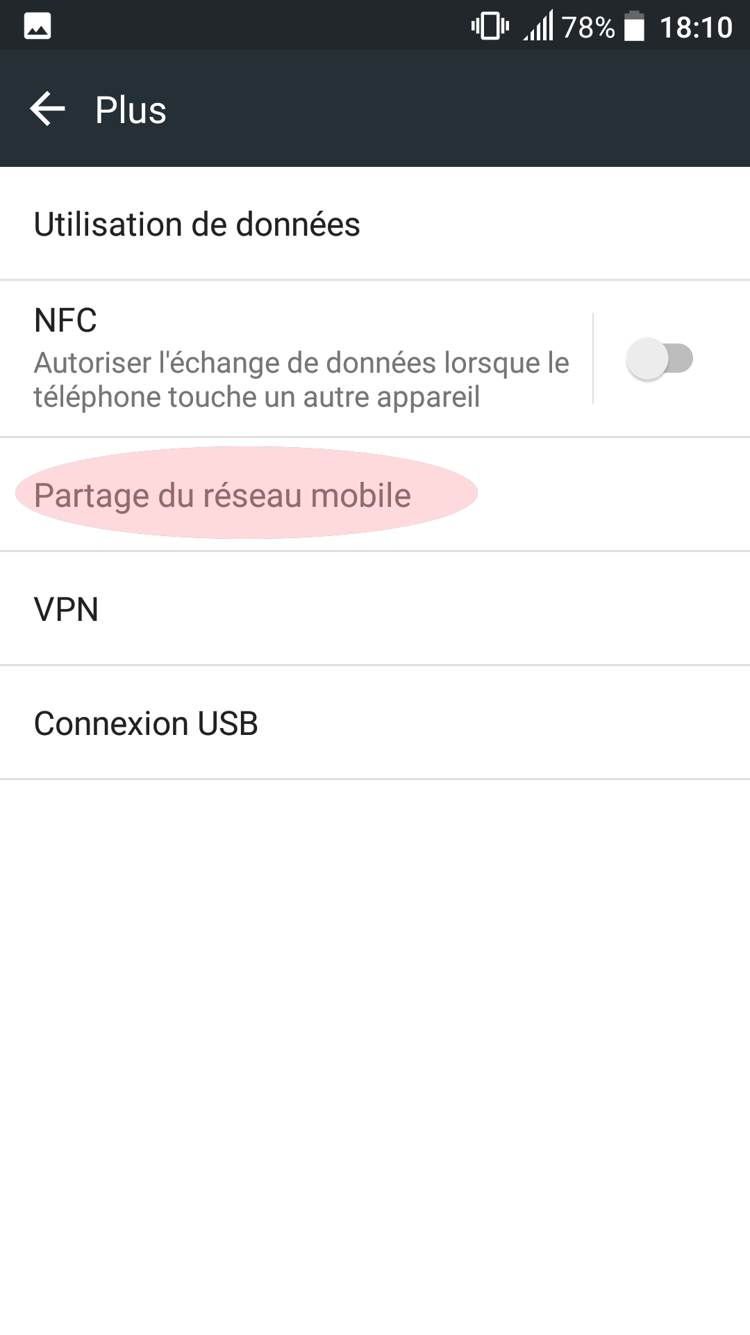 Capture d'écran Android point d'accès wi-fi