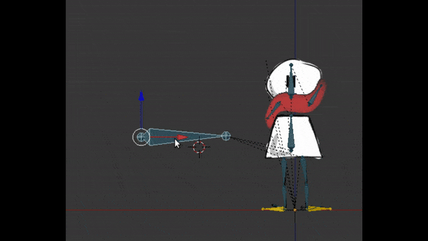 Déplacement du pied avec un os à kinématique inverse. Blender COA tools IK bones