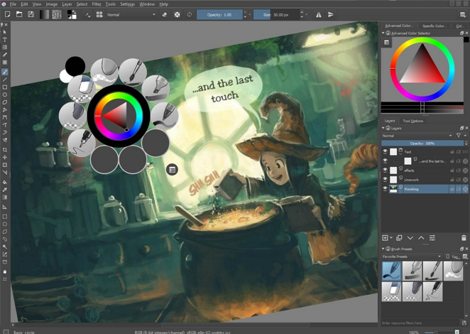 Capture d'écran du logiciel Krita. Krita screenshot