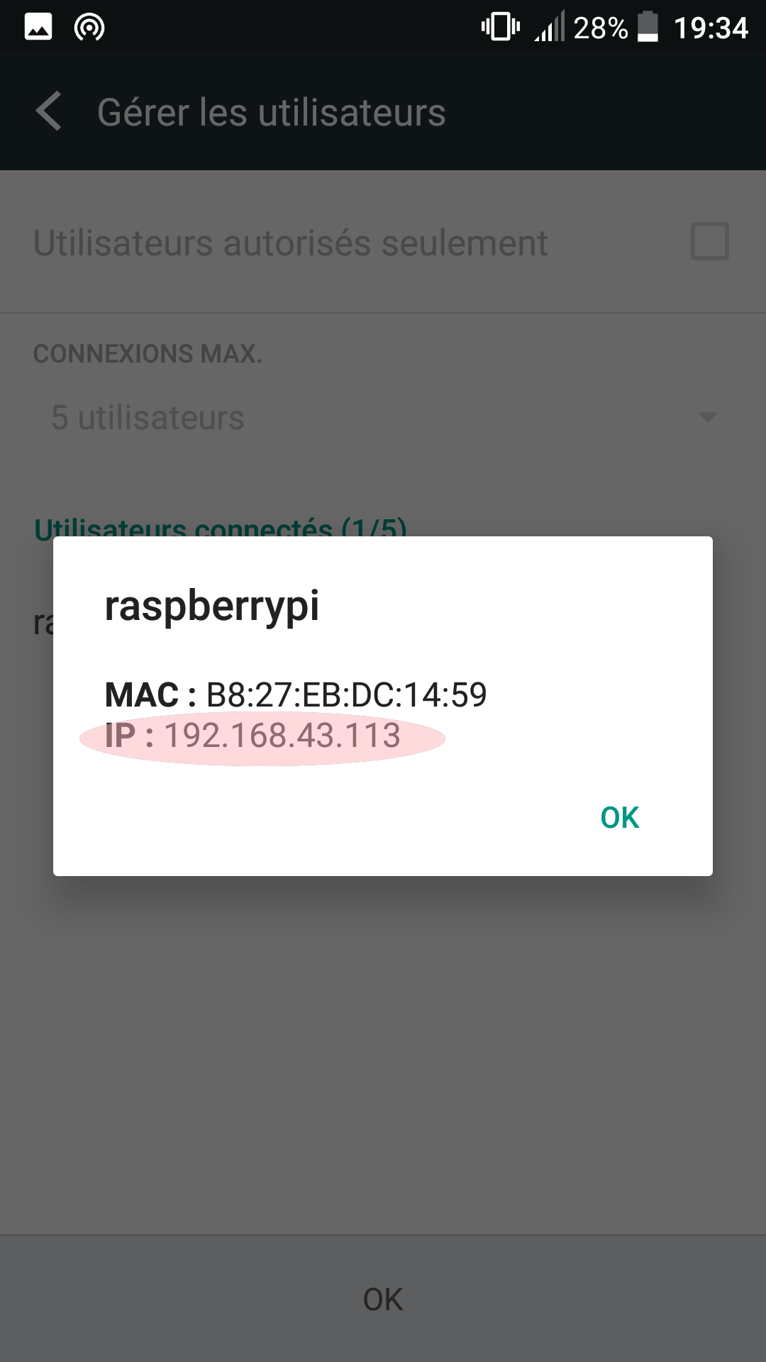 Capture d'écran Android point d'accès wi-fi